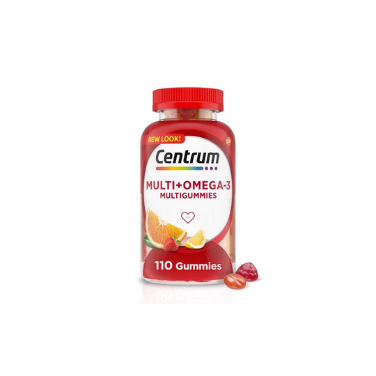 Centrum Multigummies Multivitamin for Adults Omega 3 Gummies, Assorted Fruit, 110 Ct