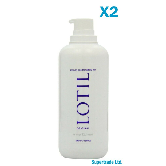 2 X Lotil Original Cream Pump Dispenser Good for Dry Skin Moisturiser - 500ml