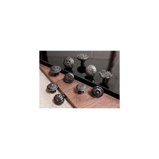 (404) Black Cast Iron Round Cupboard Knob Chest Drawer Handle Cabinet Kitchen PullListed for charity