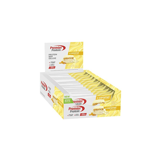 Premier Protein Bar Deluxe White Chocolate Vanilla 12x50 g - High Protein Low Sugar + Carbohydrate Reduced + Palm Oil Free, Brown