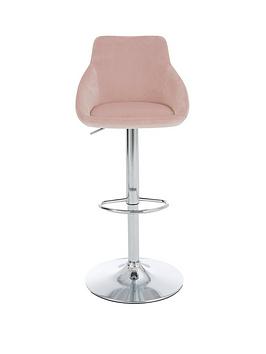 Very Home Dahlia Velvet Gas Lift Bar Stool - Pink