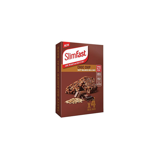 Slimfast Meal Replacement Choc Chip Bar, 4 x 60g