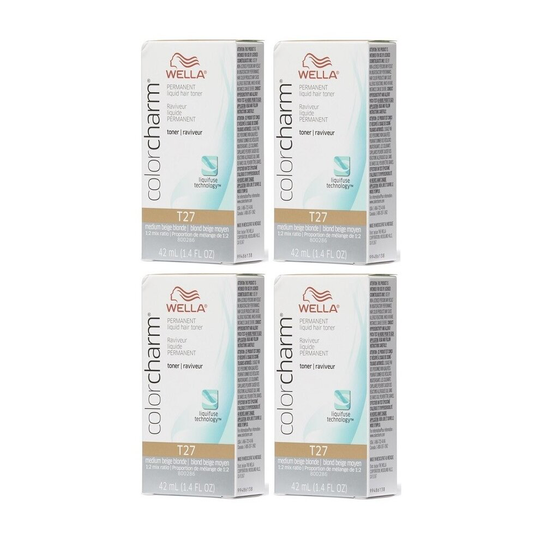 (T27 Pack of 4) Wella Color Charm T27 Medium Beige Blonde Permanent Hair Toner