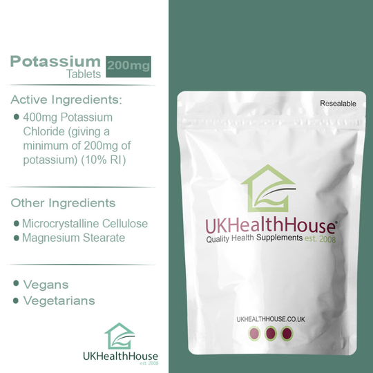 (Potassium Tablets 200mg x 180 - Healthy Blood Pressure, Nerve & Muscular Systems) Potassium Tablets 200mg