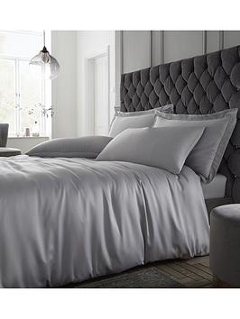 Catherine Lansfield Silky Soft Satin Duvet Cover Set - Silver Grey