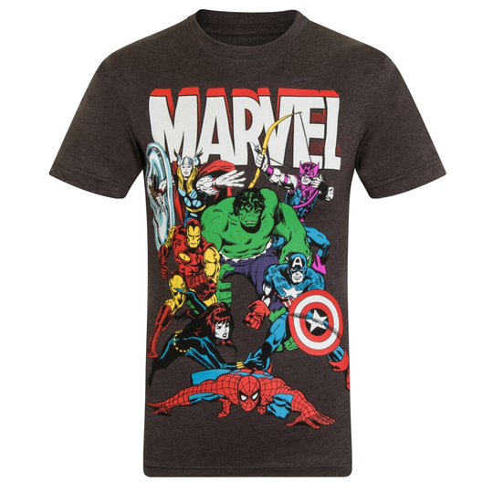 (Charcoal Character, 2XL) Marvel Comics Official Gift Mens Character T-Shirt Iron Man Thor
