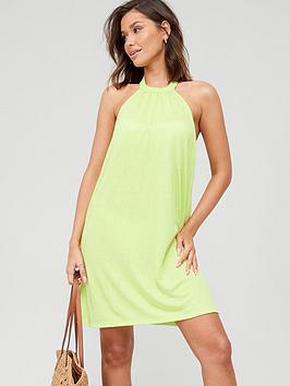 Everyday Burnout Braided Racer Neck Mini Beach Dress - Bright Green, Bright Green, Size 8, Women