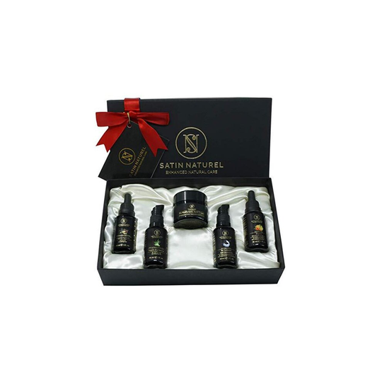 Luxury Organic Anti-Aging Gift Set - 5x30ml Skin Care Besties: Anti-Wrinkle Hyaluronic Acid Serum, Night Cream, Aloe Vera Gel, Argan Oil, Vitamin AC