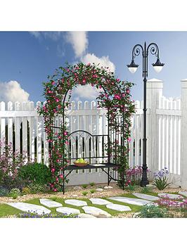 Outsunny Metal Frame Bench With Arch For 2 People H 203, L 115, W 59Cm - Black