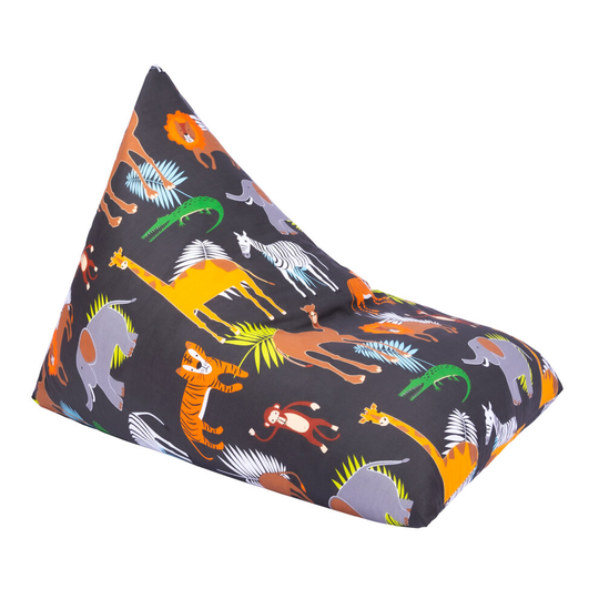 (Africa) Children's Print Pyramid Shaped Bean Bag Lounger Seat | BeanBag Chair | Ready Filled Polycotton | Soft Comfortable Relaxing Living Room Furni