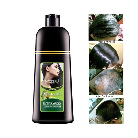 Black Hair Dye Shampoo Permanent Colour MOKERU Fast Dying Grey White