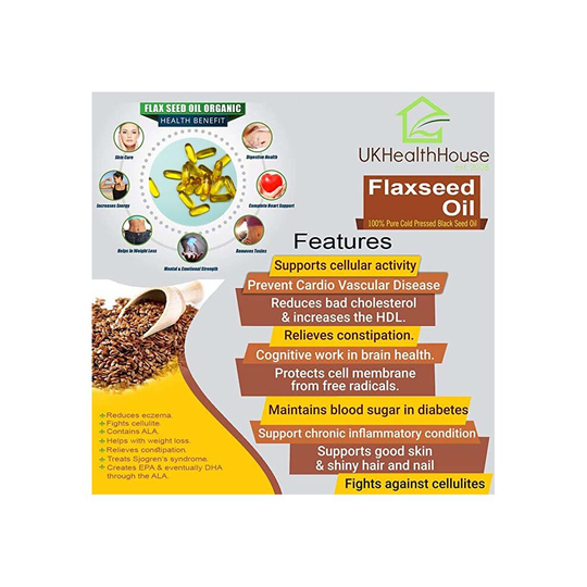 Flaxseed Oil Softgel 1000mg x 120 Capsule Strong formula Omega (3+6+9)