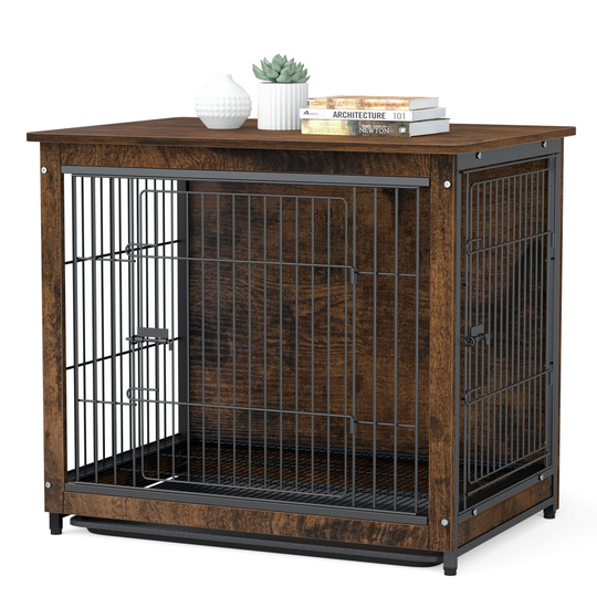 (M(77.5x52.5x70cm)) Dog Crate Table, Wooden Dog Crate Furniture