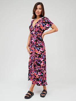 Everyday Jersey Wrap Belted Beach Midi Beach Dress