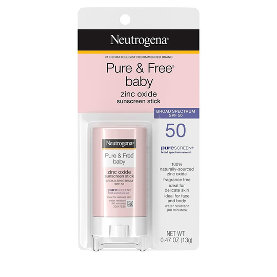 Neutrogena Pure & Free Baby SPF 50 Mineral Sunscreen Stick 0.47 oz (13 g), USA Import