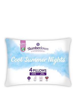 Slumberdown Cool Summer Nights Pack Of 4 Pillows Firm Support - White