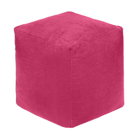 (Pink) Bean Bag Cube Footstool Pouffe Seat | BeanBag Foot Rest Stool | Ready Filled Polyester | Soft Comfortable Relaxing Living Room Furniture