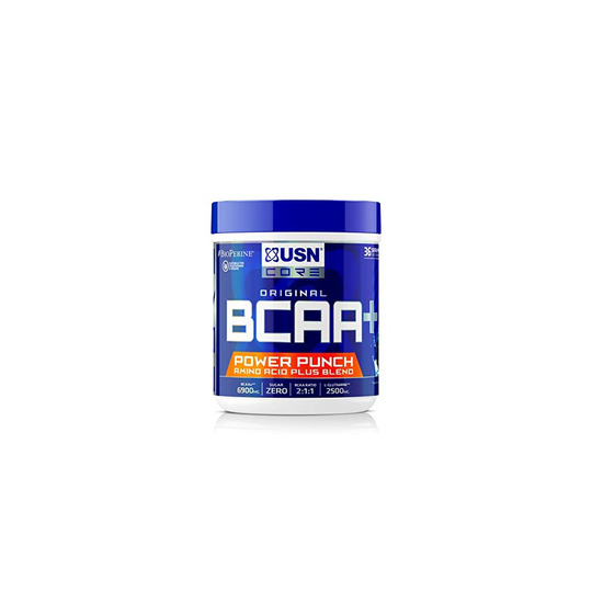 USN BCAA Power Punch, BCAA Powder with Vitamin B6 Intra Workout Amino Drink, Blue Raspberry, 400 g