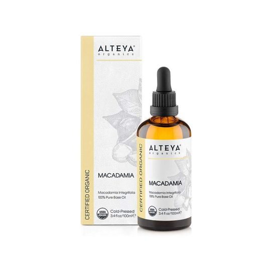 Alteya Organic Macadamia Oil 100ml - 100% USDA Certified Organic Pure Natural Cold Pressed Macadamia Carrier Oil - Moisturising, Nourishing, Premium