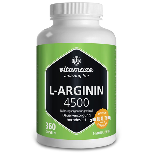 L-Arginine super strength, 360 capsules for 3 months, Premium Quality Product, special Sale this week and 30 days free return!