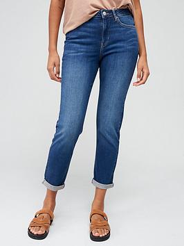 V by Very The Taylor Boyfriend Turn Up Jean - Dark Wash, Dark Wash, Size 12, Women