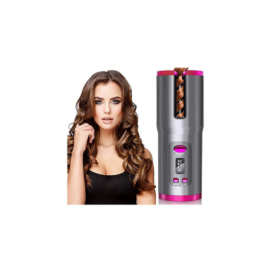 Lanboo Hair Curler, Cordless Automatic Hair Curler Fast Heating Ceramic Barrel with Adjustable Temperature, Timer LCD Display, Portable Home Travel