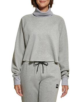 Dkny Sport Sport Sparkle Turtle Neck Fleece Top - Grey