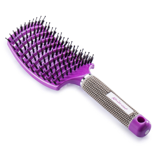 Kaiercat Boar Bristle Brush-Best at Detangling Thick Hair Vented For Faster Drying-100% Natural Boar Bristles for Hair Oil Distribution (Purple)
