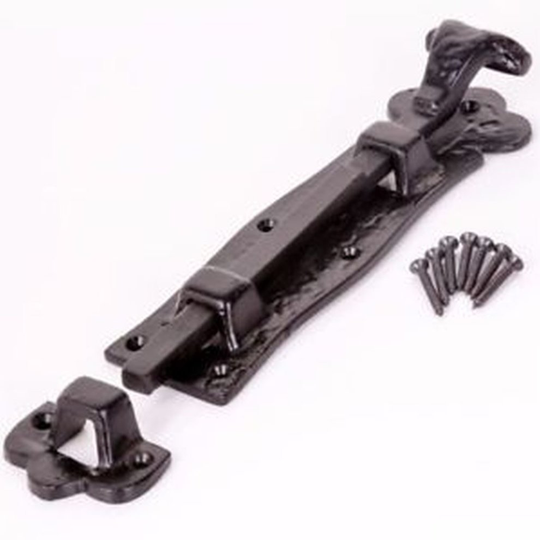 3" Scroll Straight Door Bolt Black Antique