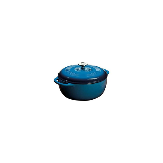 Lodge 5.68 litre / 6 quart Cast Iron/Porcelain Enamel Dutch Oven/Casserole Dish, Blue