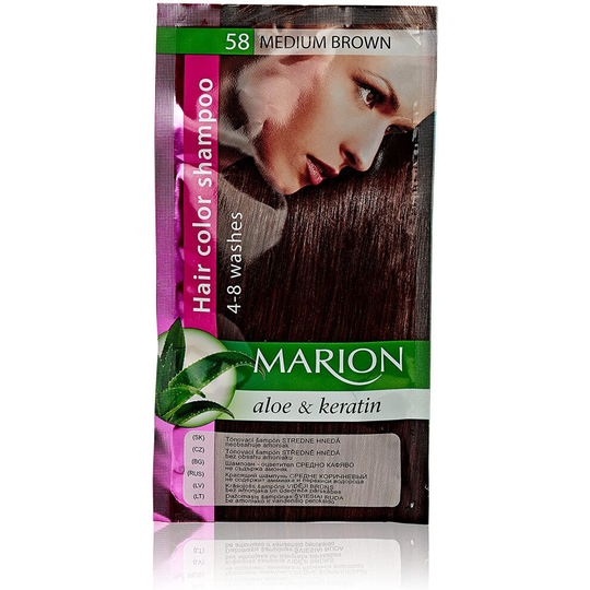Marion Hair Color Shampoo in Sachet Lasting 4-8 Washes - 58 - Medium Brown