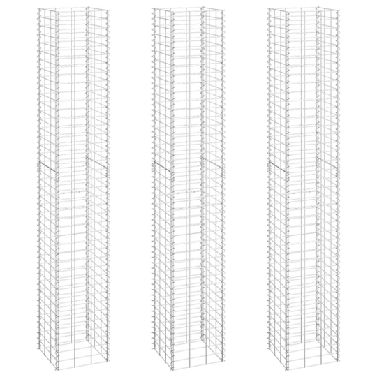 vidaXL 3x Gabion Raised Beds Iron Garden Patio Gabion Basket Planter Wall