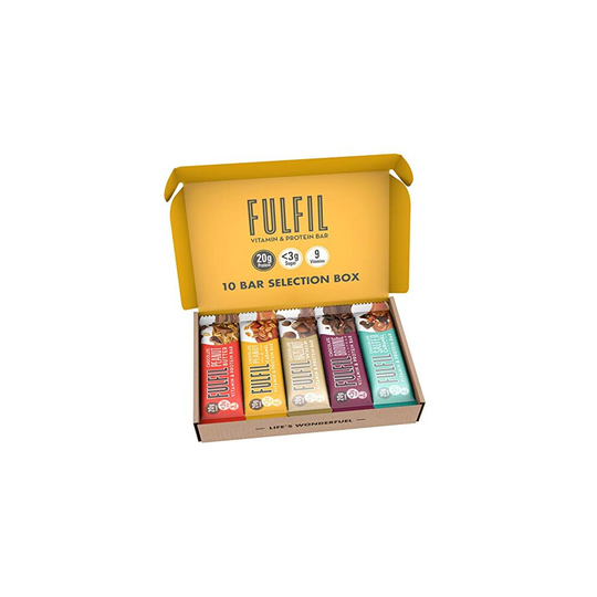 FULFIL Vitamin and Protein Bar (10 x 55g Bars) - 10 Bar Selection Box - 20g High Protein, 9 Vitamins, Low Sugar, 10 Count (Pack of 1)