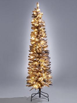 Very Home 6Ft Pre-Lit Flocked Pencil Christmas Tree In Black