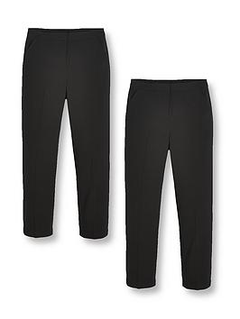 V By Very Girls 2 Pack Woven School Trouser Regular Fit - Black