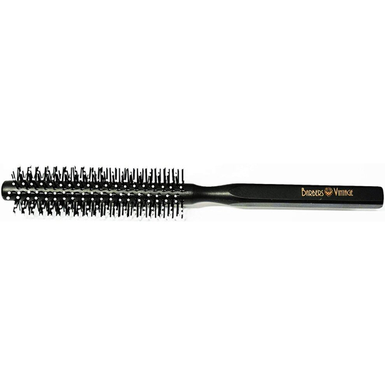 Barbers Vintage Quiff Roller Professional Small Round Styling Brush 24 Rows For Extreme Control - BLACK EDITION