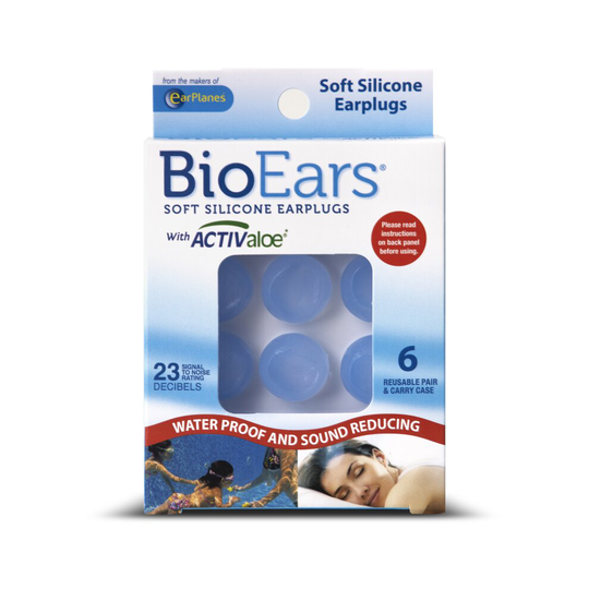 (BioEars Soft Silicone Earplugs 6 Pairs For swimming or sleeping Blue) BioEars Soft Silicone Earplugs 6 Pairs For swimming or sleeping