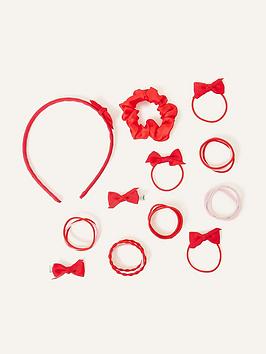 Accessorize Girls School Hair Bundle - Red