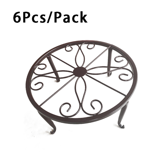 (bronze) 6Pcs/Pack Metal Plant Pot Stand Round Iron Planter Supports Floor Flower Pot Rack Basion Display for Home Garden Patio Balcony