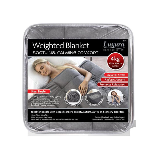 (Single - 4.0kg) Weighted Blanket Gravity Sensory Sleep Reduce Anxiety Bed Sofa Cotton Glass Bead