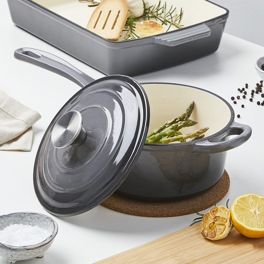 Kitchen Cast Iron Sauce Pan Works On Ceramic, Electric, Gas - 1.75l